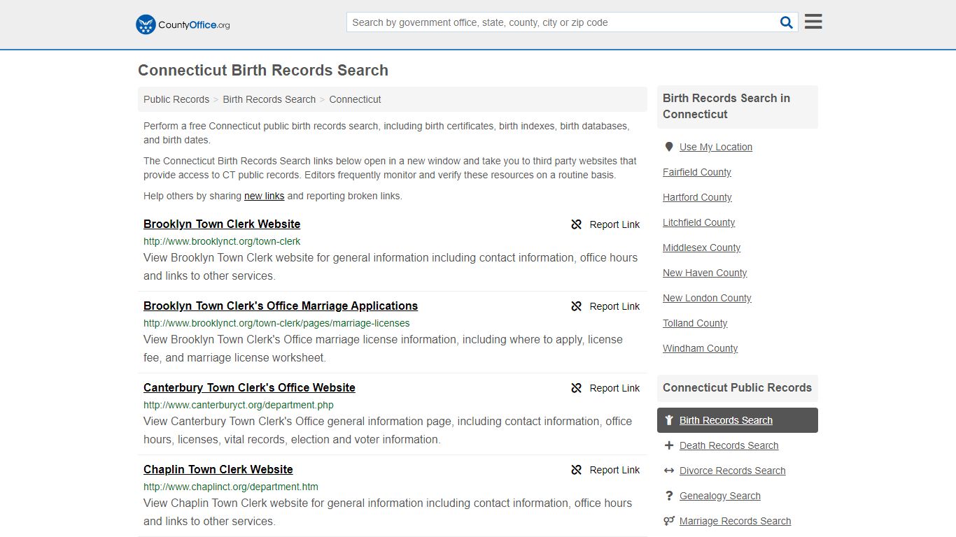 Birth Records Search - Connecticut (Birth Certificates ...